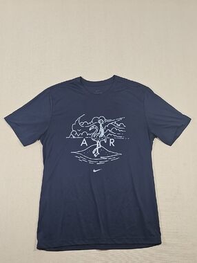Nike Navy T-Shirt with White Surf Graphic Large